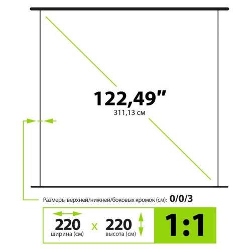 Экран Cactus 220x220см WallExpert CS-PSWE-220x220-WT 1:1 настенно-потолочный рулонный