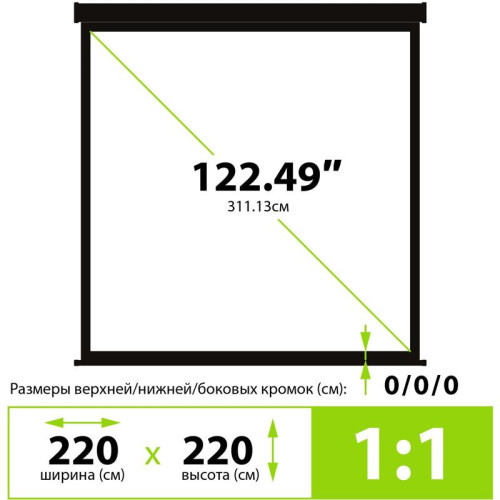 Экран Cactus 220x220см TriExpert CS-PSTE-220x220-BK 1:1 напольный рулонный черный