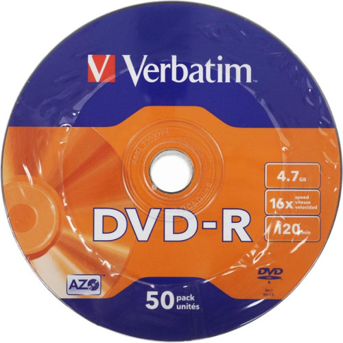 Диск DVD-R Verbatim 4.7Gb 16x bulk (50шт) (43788)