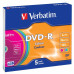 Диск DVD-R Verbatim 4.7Gb 16x Slim case (5шт) Color (43557)