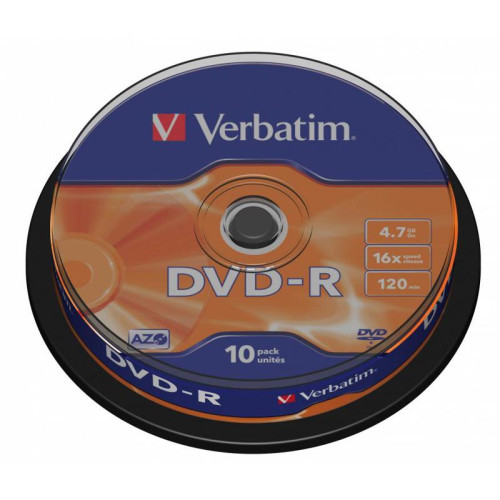 Диск DVD-R Verbatim 4.7Gb 16x Cake Box (10шт) (43523)