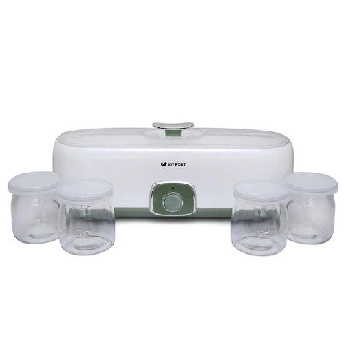 Йогуртница Kitfort KT-2006 20Вт 4б. 180мл белый/зеленый