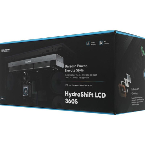 Система водяного охлаждения Lian-Li HydroShift LCD 360S Soc-AM5/AM4/1700/1851 черный 4-pin 29.8dB Al+Cu LCD 330W Ret (G89.GHSLCD36SB.R0) [G89.GHSLCD36SB.R0]