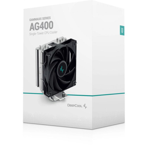 Кулер Deepcool AG400 Soc-AM5/AM4/1200/1700/1851 серебристый/черный 4-pin 18-31.6dB Al+Cu 220W 614gr Ret (R-AG400-BKNNMN-G-1) [R-AG400-BKNNMN-G-1]
