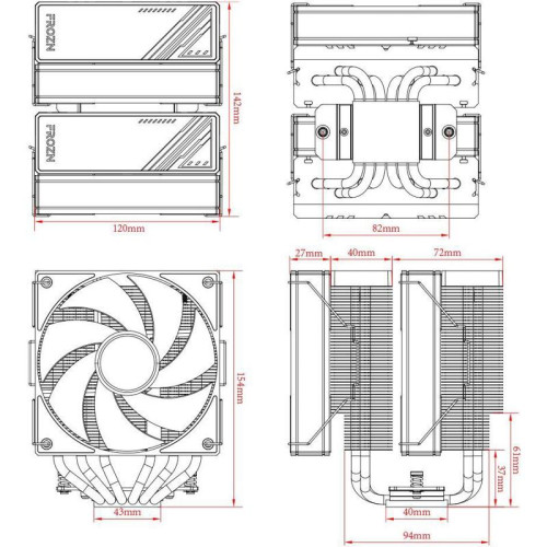 Кулер ID-Cooling Frozn A620 ARGB Soc-AM5/AM4/1200/1700/1851 черный 4-pin 29.9dB Al+Cu 270W 1200gr Ret (FROZN A620 ARGB) [FROZN A620 ARGB]