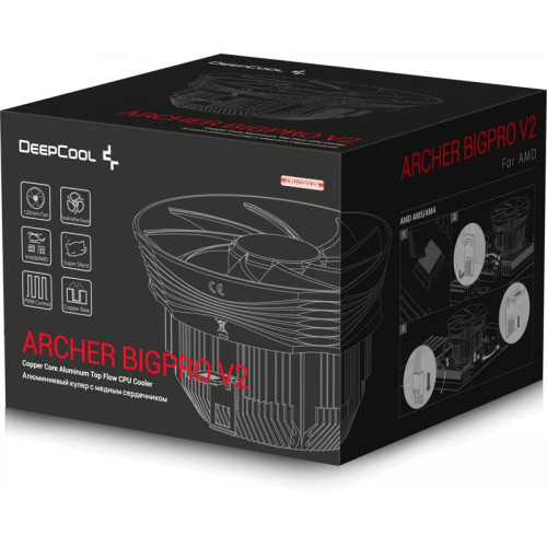 Кулер Deepcool Archer Bigpro V2 Soc-AM5/AM4/1200/1700/1851 4-pin 24-30dB Al+Cu 125W 380gr Ret (G-U-ARCHER-ARNNNN-G-3) [G-U-ARCHER-ARNNNN-G-3]