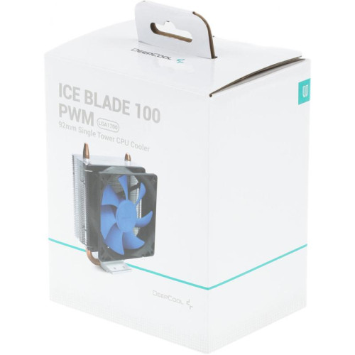 Кулер Deepcool Ice Blade 100 PWM Soc-AM5/AM4/1200/1700/1851 черный/синий 4-pin 15-29dB Al+Cu 100W 309gr Ret (DP-MCH1D8-IB100PWM) [DP-MCH1D8-IB100PWM]