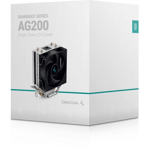 Кулер Deepcool AG200 Soc-AM5/AM4/1200/1700/1851 черный 4-pin 18-31dB Al+Cu 100W 304gr Ret (R-AG200-BKNNMN-G) [R-AG200-BKNNMN-G]