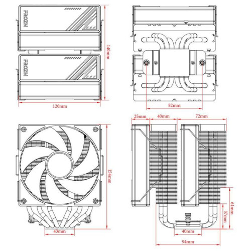Кулер ID-Cooling Frozn A620 Soc-AM5/AM4/1200/1700/1851 черный 4-pin 29.85dB Al+Cu 270W 1190gr Ret (FROZN A620 BLACK) [FROZN A620 BLACK]
