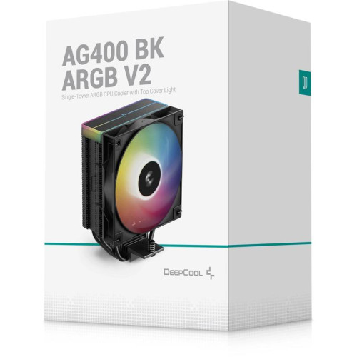 Устройство охлаждения(кулер) Deepcool AG400 Bk V2 ARGB Soc-AM5/AM4/1200/1700/1851 черный 4-pin 31.6dB Al+Cu 220W 643gr Ret (R-AG400-BKAMMN-GJD)