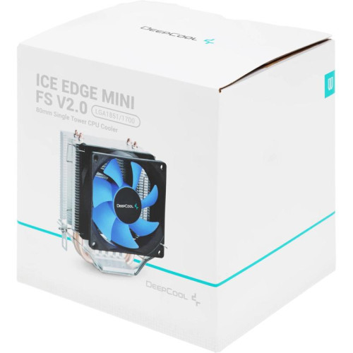 Кулер Deepcool Ice Edge Mini FS V2.0 Soc-AM5/AM4/1200/1700/1851 черный/синий 3-pin 25dB Al+Cu 100W 276gr Ret (DP-MCH2-IEMV2) [DP-MCH2-IEMV2]