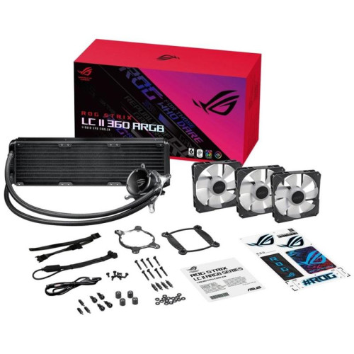 Система водяного охлаждения ASUS ROG Strix LC II 360 ARGB Soc-AM4/1151/1200/2066/1700 черный 4-pin 37.6dB Al Ret (90RC00F1-M0UAY4) [90RC00F1-M0UAY4]