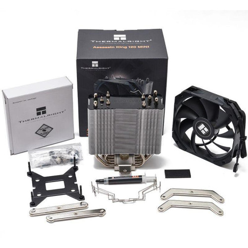 Кулер Thermalright Assassin King 120 Mini Soc-AM5/AM4/1151/1200/2066/2011/1700 черный 4-pin 25.2dB Al+Cu 980gr Ret (AK120-MINI-V2) [AK120-MINI-V2]