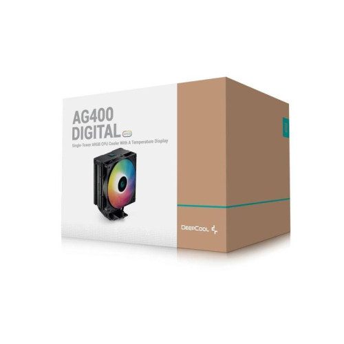 Кулер Deepcool AG400 Digital Bk ARGB Soc-AM5/AM4/1200/1700/1851 черный 4-pin 31.6dB Al+Cu LCD 220W 636gr Ret (R-AG400-BKADMN-G-1) [R-AG400-BKADMN-G-1]