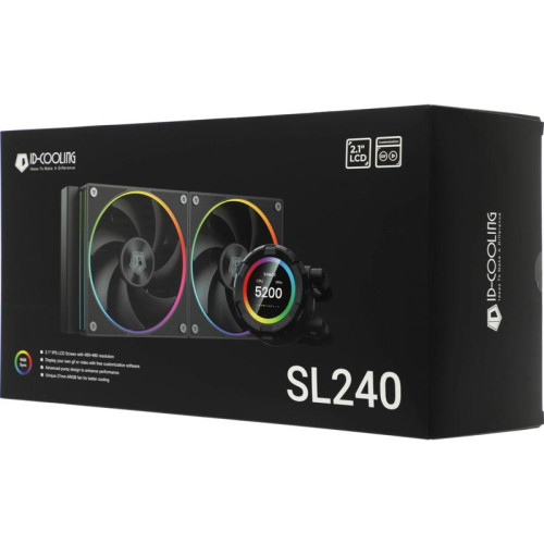 Система водяного охлаждения ID-Cooling SL240 ARGB Soc-AM5/AM4/1200/1700/1851 черный 4-pin 14-30dB Al+Cu LCD 300W Ret [SL240]