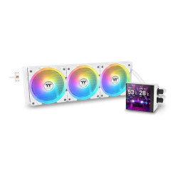 Система водяного охлаждения Thermaltake MAGFloe 420 Ultra Snow ARGB Soc-AM5/AM4/1200/1700/1851 белый 4-pin 34.5dB Al+Cu LCD Ret (CL-W452-PL14SW-A)