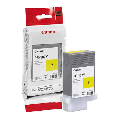 Струйный картридж Canon PFI-107 Y желтый, 130 мл, для Canon imagePROGRAF iPF670/iPF770
