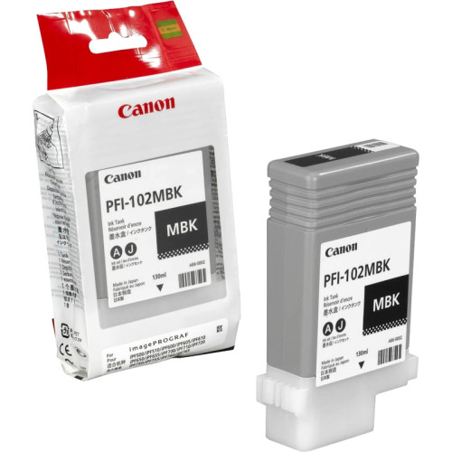 Струйный картридж Canon PFI-102 MBK матовый черный, 130 мл, для Canon imagePROGRAF iPF500/iPF510/iPF600/IPF605/IPF610/IPF650/IPF655/iPF700/IPF710/iPF720/IPF750/IPF755/iPF760/iPF765/LP17