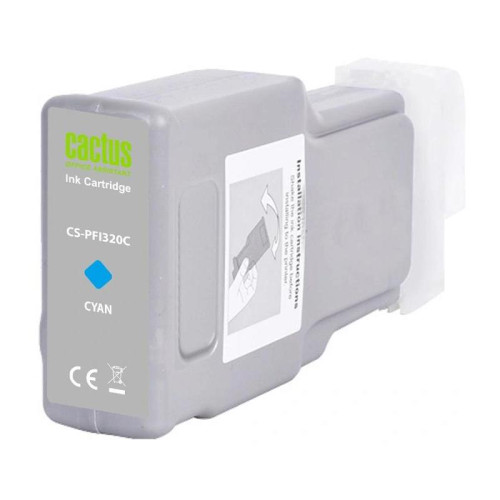 Картридж струйный Cactus CS-PFI320C PFI-320 C голуб.пигм. (300мл) для Canon imagePROGRAF TM-200/TM-200 MFP L24ei/TM-205/TM-300 с чипом