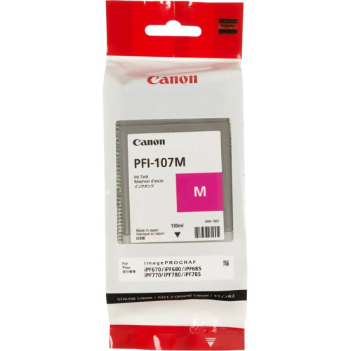 Струйный картридж Canon PFI-107 M пурпурный, 130 мл, для Canon imagePROGRAF iPF670/iPF770