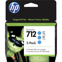 HP 712 3-Pack 29-ml Cyan DesignJet Ink Cartridge