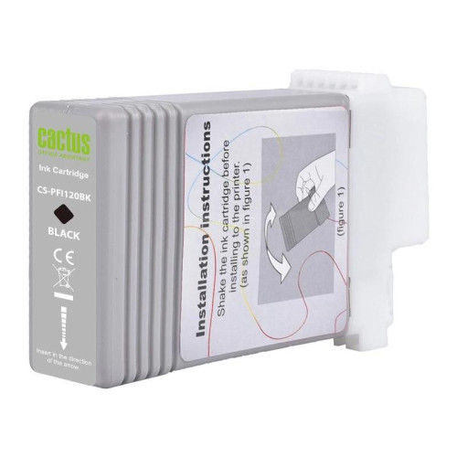 Картридж струйный Cactus CS-PFI120BK PFI-120 BK черный пигментный (130мл) для Canon imagePROGRAF TM-200/TM-205/TM-300/TM-305/TM-350 с чипом