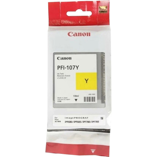 Струйный картридж Canon PFI-107 Y желтый, 130 мл, для Canon imagePROGRAF iPF670/iPF770