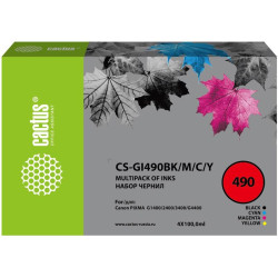 Чернила Cactus CS-GI490BK/M/C/Y GI-490 многоцветный набор 4x100мл для Canon Pixma G1400/G2400/G3400