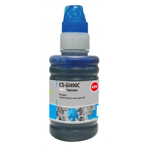Чернила Cactus GI-490 голубой, 100 мл, для Canon Pixma G1400/G2400/G3400 (CS-GI490C)
