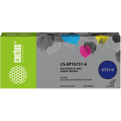 Чернила Cactus CS-EPT6731-6 T673 многоцветный набор 6x100мл для Epson L800/L810/L850/L1800