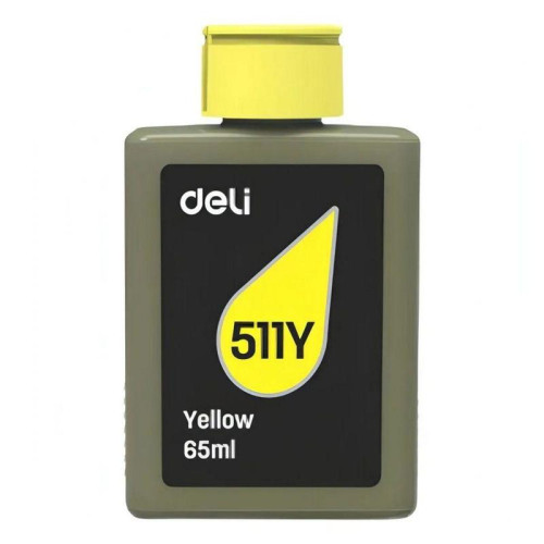 Чернила водорастворимые Deli 511Y-EA1 желтый 65 мл  (совместимы с Deli 511, 516)