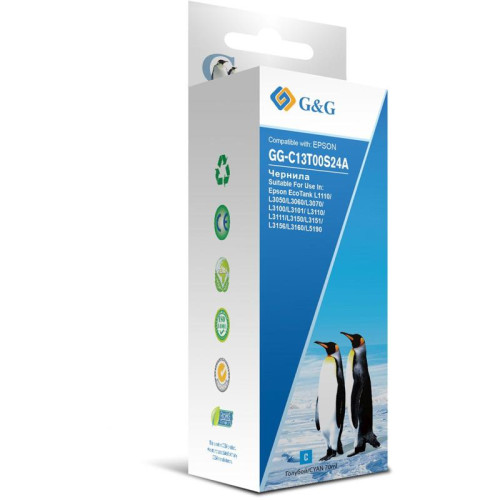 Чернила G&G GG-C13T00S24A 103C голубой, 70 мл, для L1110/L3151/L3100/L3101/L3110/L3150