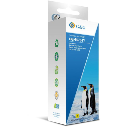 Чернила G&G GG-T6734Y желтый, 100 мл, для Epson L800/L805/L810/L850
