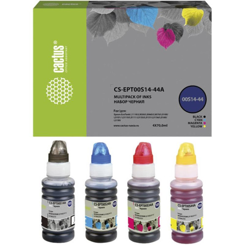 Чернила Cactus CS-EPT00S14-44A 103 многоцветный набор 4x70мл для Epson L1110 Ecotank/L3100/L3101/L3110/L3150/L3151