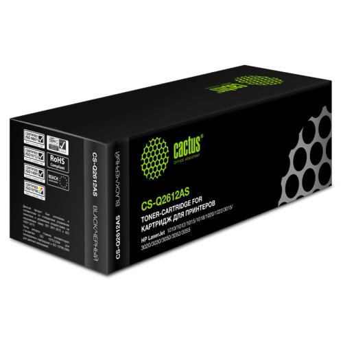 Картридж лазерный Cactus CS-Q2612AS Q2612A черный (2000стр.) для HP LJ 1010/1012/1015/1018/1020/1020