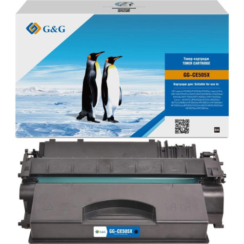 Тонер-картридж G&G GG-CE505X CE505X черный, 6500 стр., для HP LaserJet P2055d/P2055dn/P2055x/LaserJet Pro 400 M401/M401a/M401n/M401d/M401dn/M401dne/M401dw/MFP M425/MFP M425dn/MFP M425dw Canon i-SENSYS LBP6300dn/6310dn/6650dn/6670dn/6680x/MF5840dn/MF5880dn