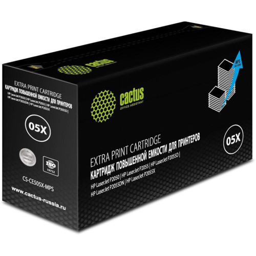 Тонер-картридж Cactus CS-CE505X-MPS черный, 13000 стр., для HP LaserJet P2050 /P2055 /P2055D/P2055DN /P2055X