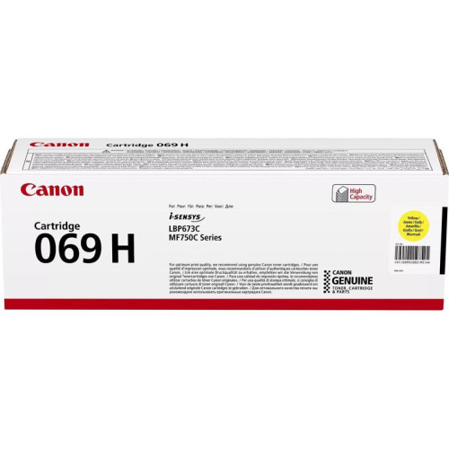 Тонер-картридж Canon 069HY желтый, 5500 стр., для Canon MF752Cdw/754Cdw/LBP673Cdw