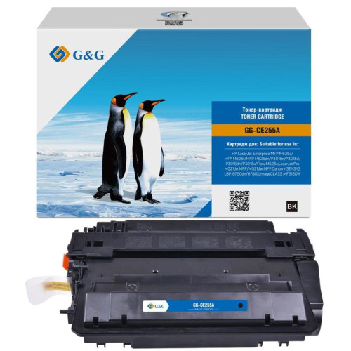 Тонер-картридж G&G GG-CE255A черный, 6000 стр., для HP LaserJet Enterprise MFP M525c/P3015n/LaserJet Pro M521dn MFP/M521dw MFP