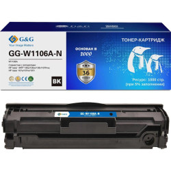 Картридж лазерный G&G GG-W1106A-N W1106A черный (1000стр.) для HP Laser 107a/107r/107w/135a MFP/135r MFP/135w MFP/137fnw MFP