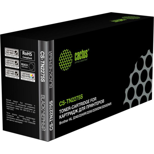 Картридж лазерный Cactus CS-TN2275S TN-2275 черный (2600стр.) для Brother HL 2240/2240R/2250/2250DN/2250DNR
