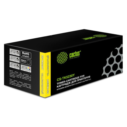 Картридж лазерный Cactus CS-TK5230Y TK-5230Y желтый (2200стр.) для Kyocera Ecosys M5521cdn/M5521cdw/P5021cdn/P5021cdw