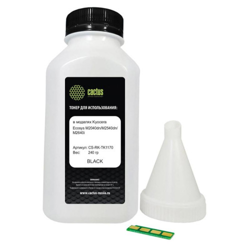 Тонер Cactus CS-RK-TK1170 черный, 240 гр., для Kyocera ECOSYS M2040dn/M2540dn/M2640idw