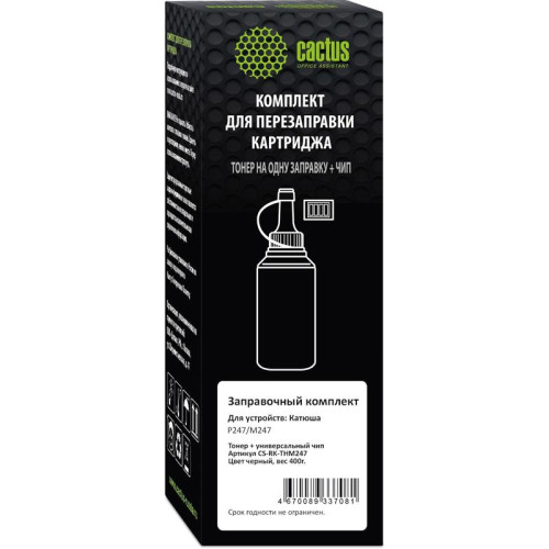 Тонер Cactus CS-RK-THМ247 черный флакон 400гр. (в компл.:чип) для принтера Катюша Р247/М247
