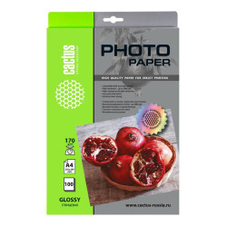 Фотобумага Cactus CS-GA4170100 A4/170г/м2/100л./белый глянцевое для струйной печати