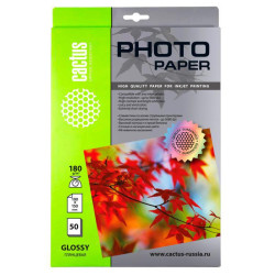 Фотобумага Cactus CS-GA618050 10x15/180г/м2/50л./белый глянцевое для струйной печати