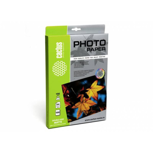 Фотобумага Cactus CS-MA4190100DS A4/190г/м2/100л./белый матовое/матовое для струйной печати