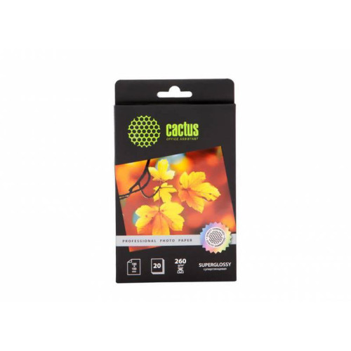 Фотобумага Cactus Prof CS-HGA626020 10x15/260г/м2/20л./белый глянцевое для струйной печати