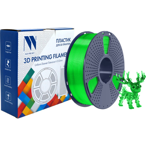 -/ Филамент NVPRINT PLA+ Trasparent Green для 3D печати диаметр 1.75мм  длина 330 метров  масса 1 кг