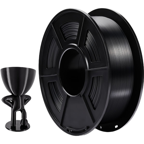 -/ Филамент NVPRINT Silk PLA+ Black для 3D печати диаметр 1.75мм  длина 330 метров  масса 1 кг